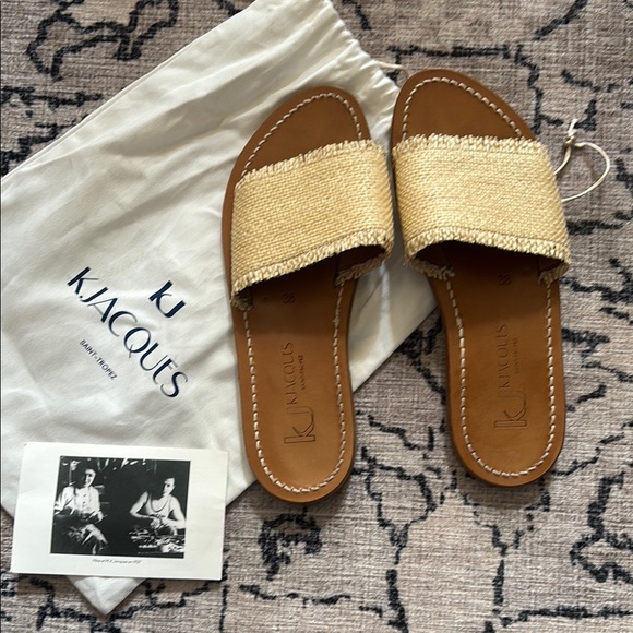 K.Jacques Tan Slide Sandals Minimalist Design - Picture 1 of 3
